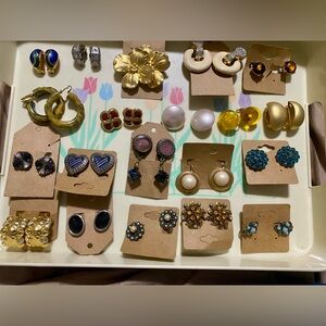 Vintage Maximalist Clip-On/screwback Earring Madness: 20 Pairs & 3 Are Signed